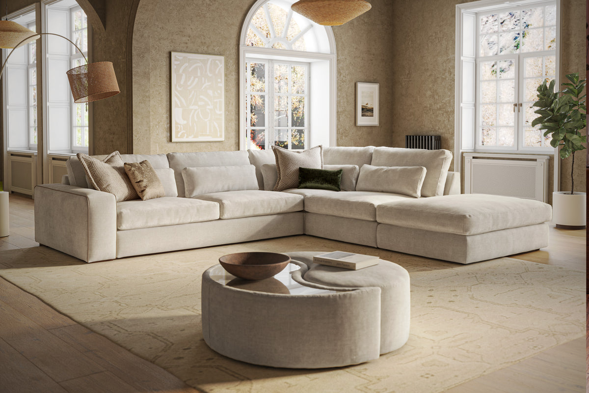 Giovanni – 3 Corner 1 Chaise Sofa with Reversible Extra Flex Interior – Cream