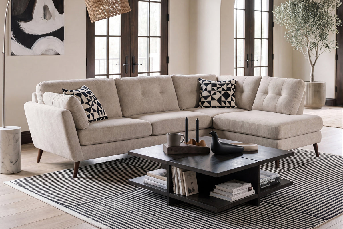 Halston – 2 Corner 1 Chaise Sofa – Beige