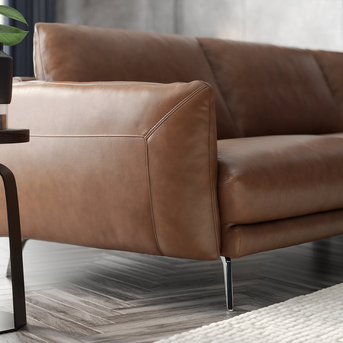 Adler – 4 Seater Asymmetric Sofa – Brown