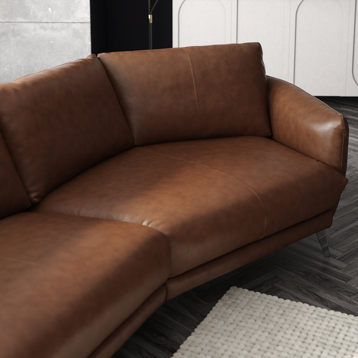Adler – 4 Seater Asymmetric Sofa – Brown