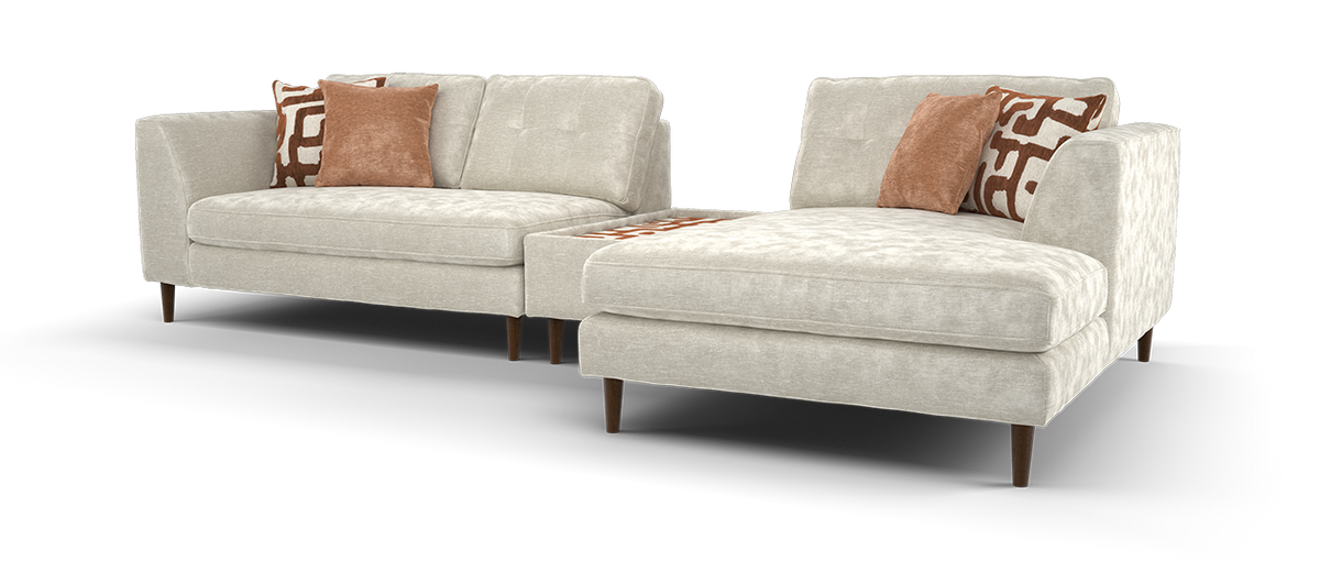 Roscoe – 3 Seater Chaise with Console – Beige