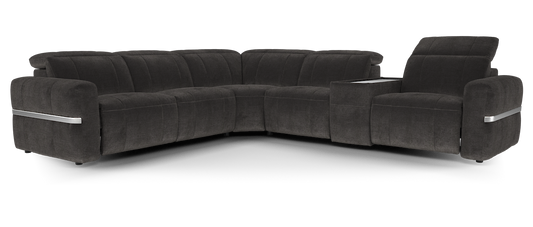 Lumiere – 3 Corner 3 Power Recliner Sofa with Headrest and Console – Brown