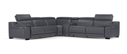 Benz – 3 Corner 3 Power Recliner Sofa with Console – Grey