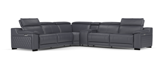 Benz – 3 Corner 3 Power Recliner Sofa with Console – Grey