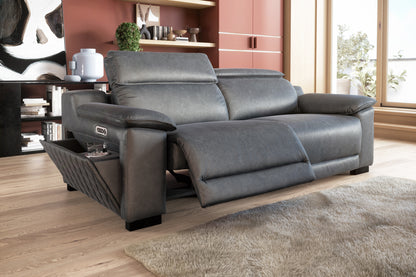 Benz – 3 Corner 3 Power Recliner Sofa with Console – Grey