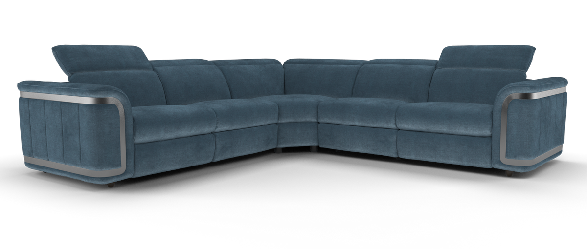 Plaza – 3,Cnr,3, Triple Power Recliner, Triple Power Headrest – Blue