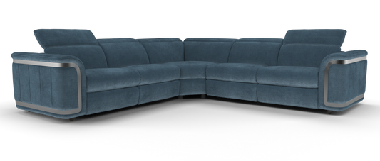 Plaza – 3,Cnr,3, Triple Power Recliner, Triple Power Headrest – Blue