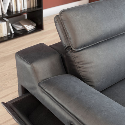Benz – 3 Corner 3 Power Recliner Sofa with Console – Grey
