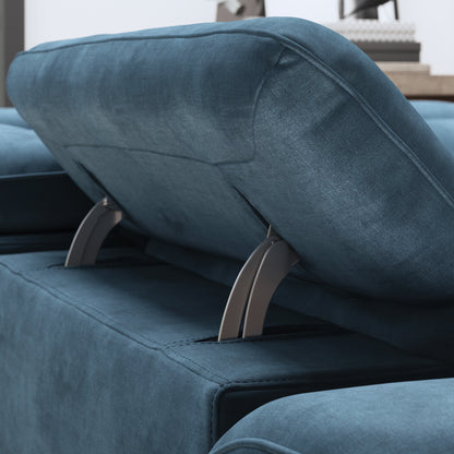 Plaza – 3,Cnr,3, Triple Power Recliner, Triple Power Headrest – Blue