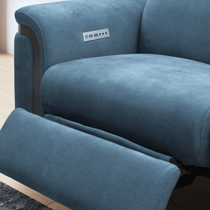 Plaza – 3,Cnr,3, Triple Power Recliner, Triple Power Headrest – Blue