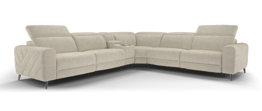 Allure – 3 Corner 3 Sofa, Smart Console, Power Recliner & Headrest – Beige
