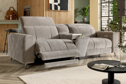 Allure – 3 Corner 3 Sofa, Smart Console, Power Recliner & Headrest – Beige