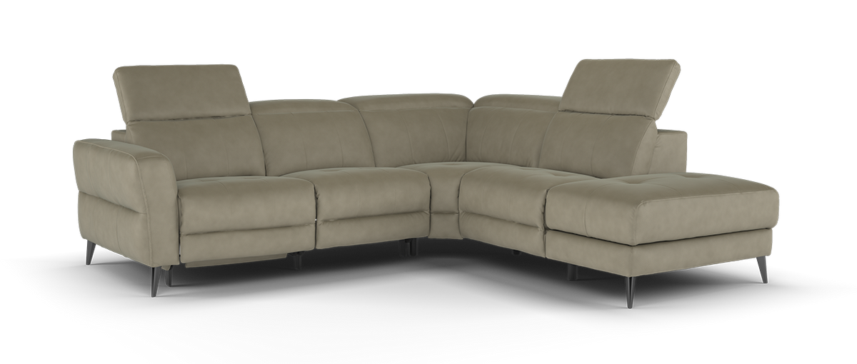 Jax – 3 Cnr 1.5 Chaise, Double Pow Recliner, Headrest & Storage – Brown