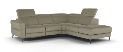 Jax – 3 Cnr 1.5 Chaise, Double Pow Recliner, Headrest & Storage – Brown