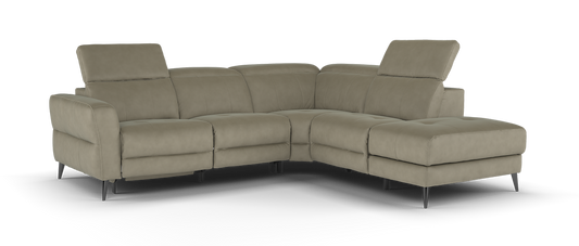Jax – 3 Cnr 1.5 Chaise, Double Pow Recliner, Headrest & Storage – Brown