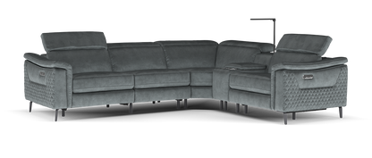 Ezra – 3 Corner 1.5 Power Recliner Sofa with Headrest and Console – Grey