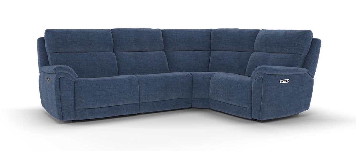 Atlanta – 3 Corner 1.5 Power Recliner Sofa with Headrest – Blue