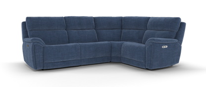 Atlanta – 3 Corner 1.5 Power Recliner Sofa with Headrest – Blue