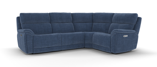Atlanta – 3 Corner 1.5 Power Recliner Sofa with Headrest – Blue