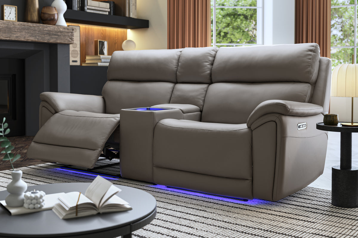 Atlanta – 3 Corner 1.5 Power Recliner Sofa with Headrest – Blue