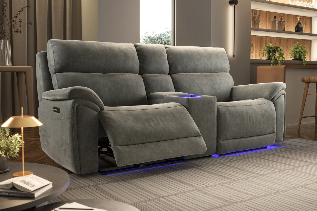 Atlanta – 3 Corner 1.5 Power Recliner Sofa with Headrest – Blue