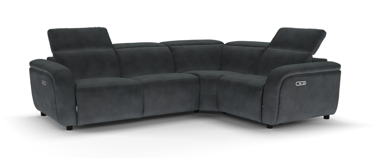 Drift – 3 Corner 1.5 Power Recliner Sofa with Headrest – Black