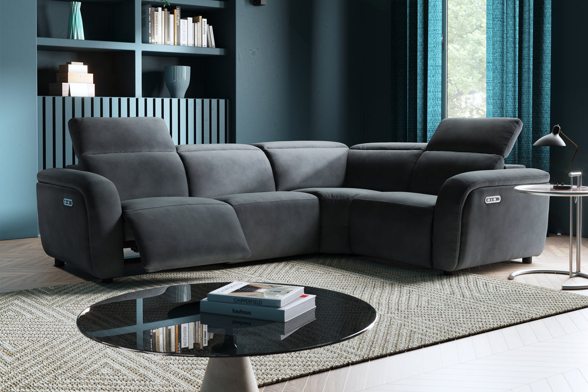 Drift – 3 Corner 1.5 Power Recliner Sofa with Headrest – Black