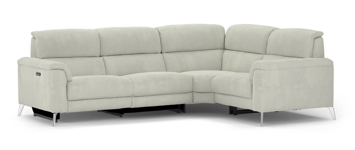 Illinois – 2 Corner 1 Power Recliner Sofa with Power Headrest – Silver
