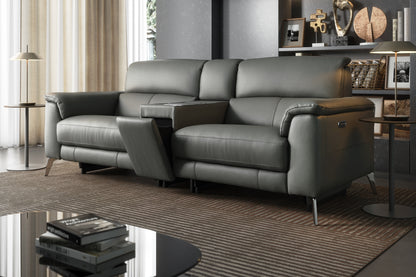 Illinois – 2 Corner 1 Power Recliner Sofa with Power Headrest – Silver
