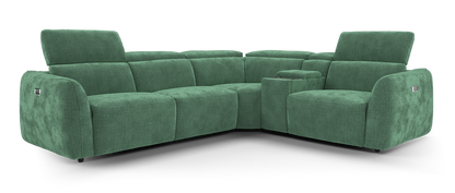 The Serene – 3 Corner 1 Power Recliner Sofa with Headrest and Console – Green