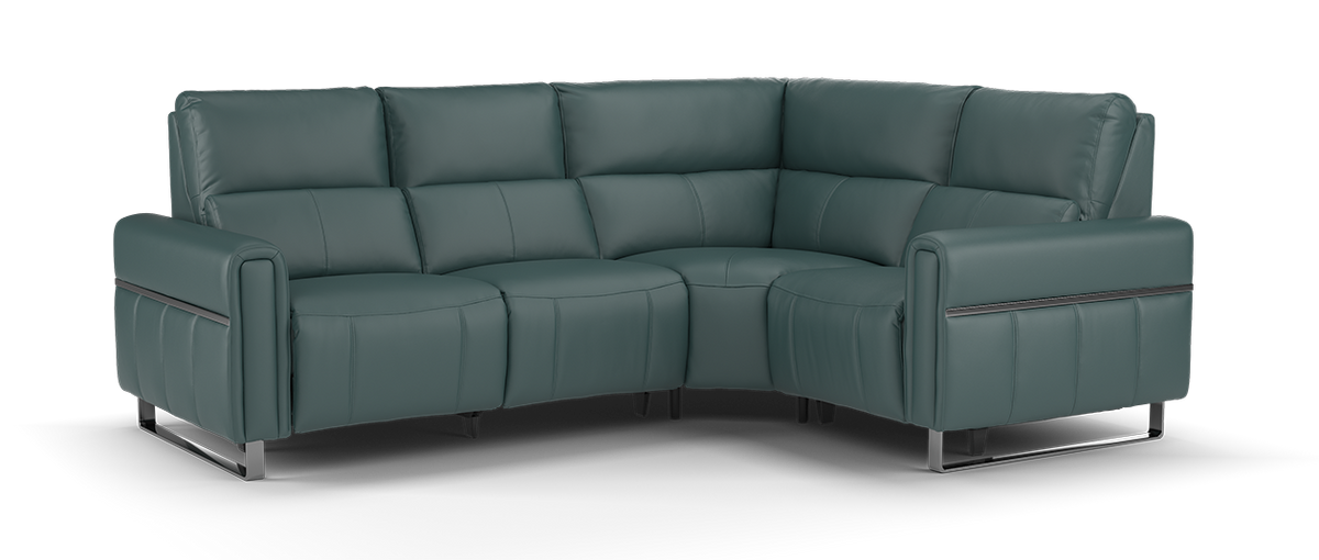 The Ravello – 2 Corner 1 Power Recliner Sofa, Headrest & Lumbar – Blue