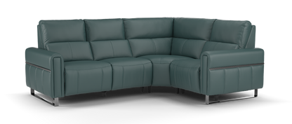 The Ravello – 2 Corner 1 Power Recliner Sofa, Headrest & Lumbar – Blue