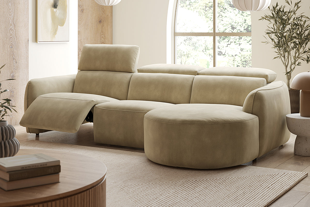 The Serene – 3 Corner 1 Power Recliner Sofa with Headrest and Console – Green