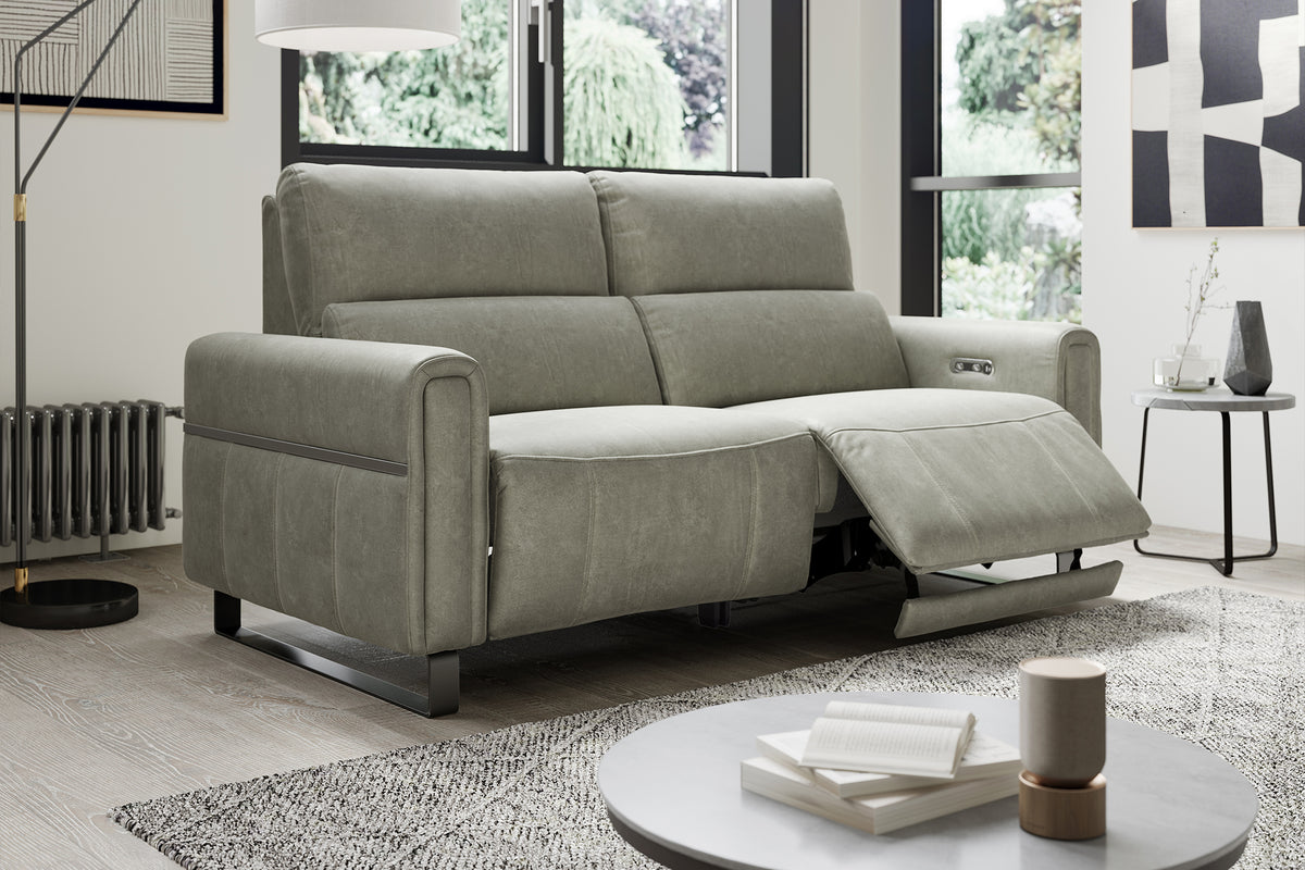The Ravello – 2 Corner 1 Power Recliner Sofa, Headrest & Lumbar – Blue
