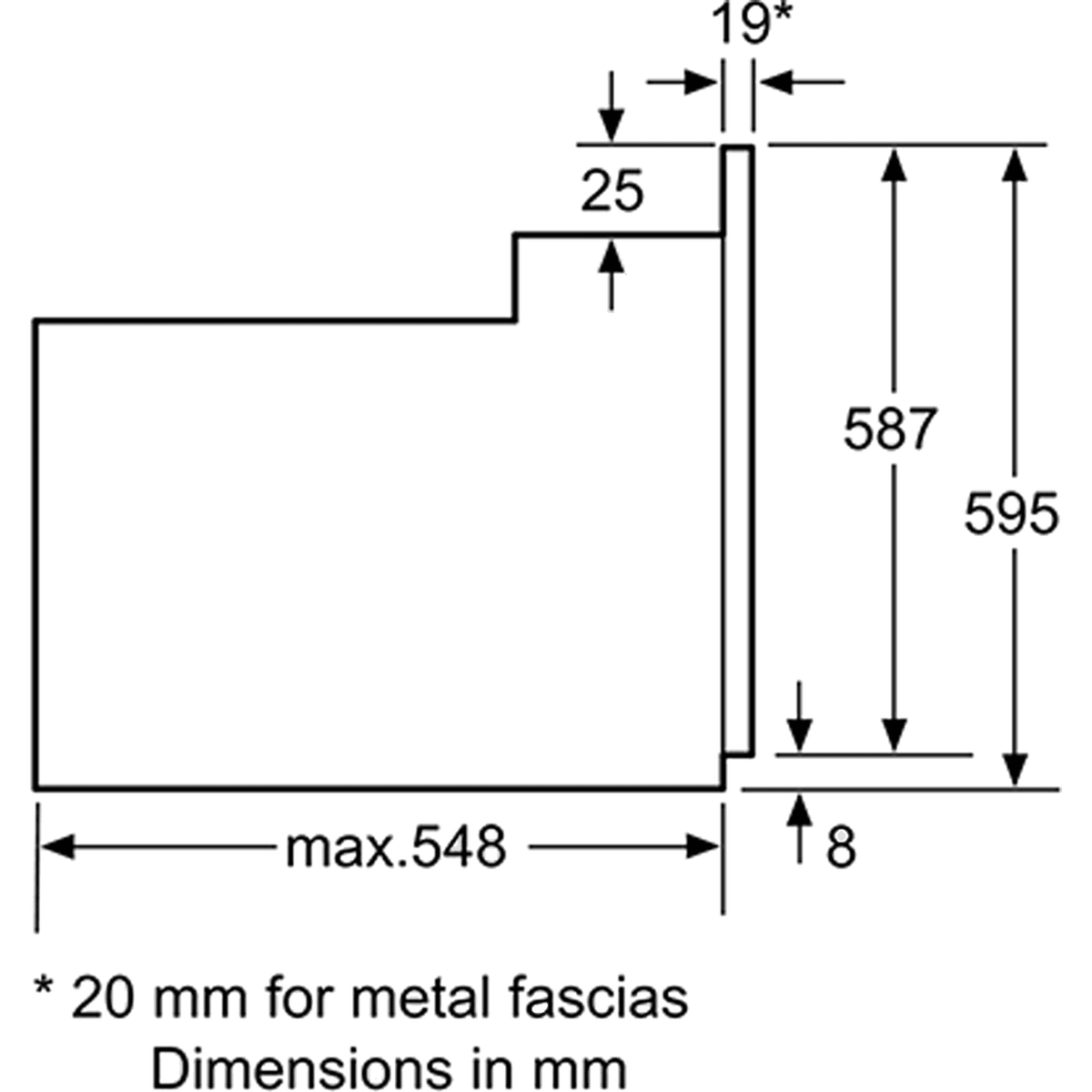 Bosch Serie 2 Electric Single Oven - Black - Dimensions