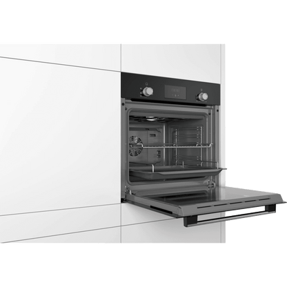 Bosch Serie 2 Electric Single Oven - Black - Oven in modern kitchen with door open