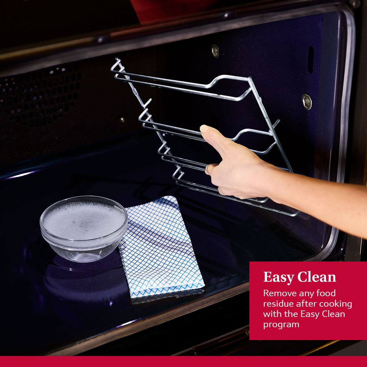 NEFF N70 Slide & Hide® Built In Electric Single Oven - Graphite - Annotation - Easy clean shot