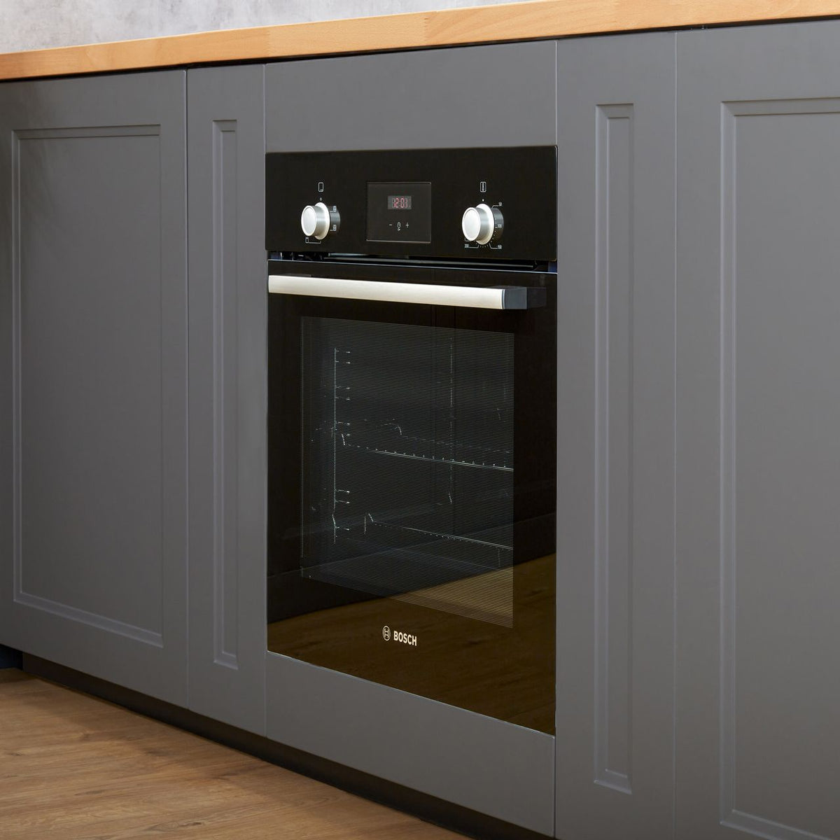 Bosch Series 2 Electric Single Oven - Black - Oven under counter in kitchen shot