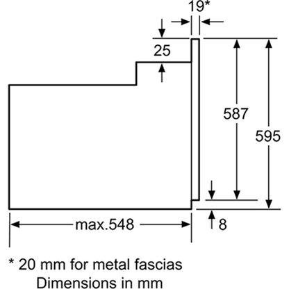 Bosch Serie 2 Electric Single Oven - Stainless Steel - Dimensions