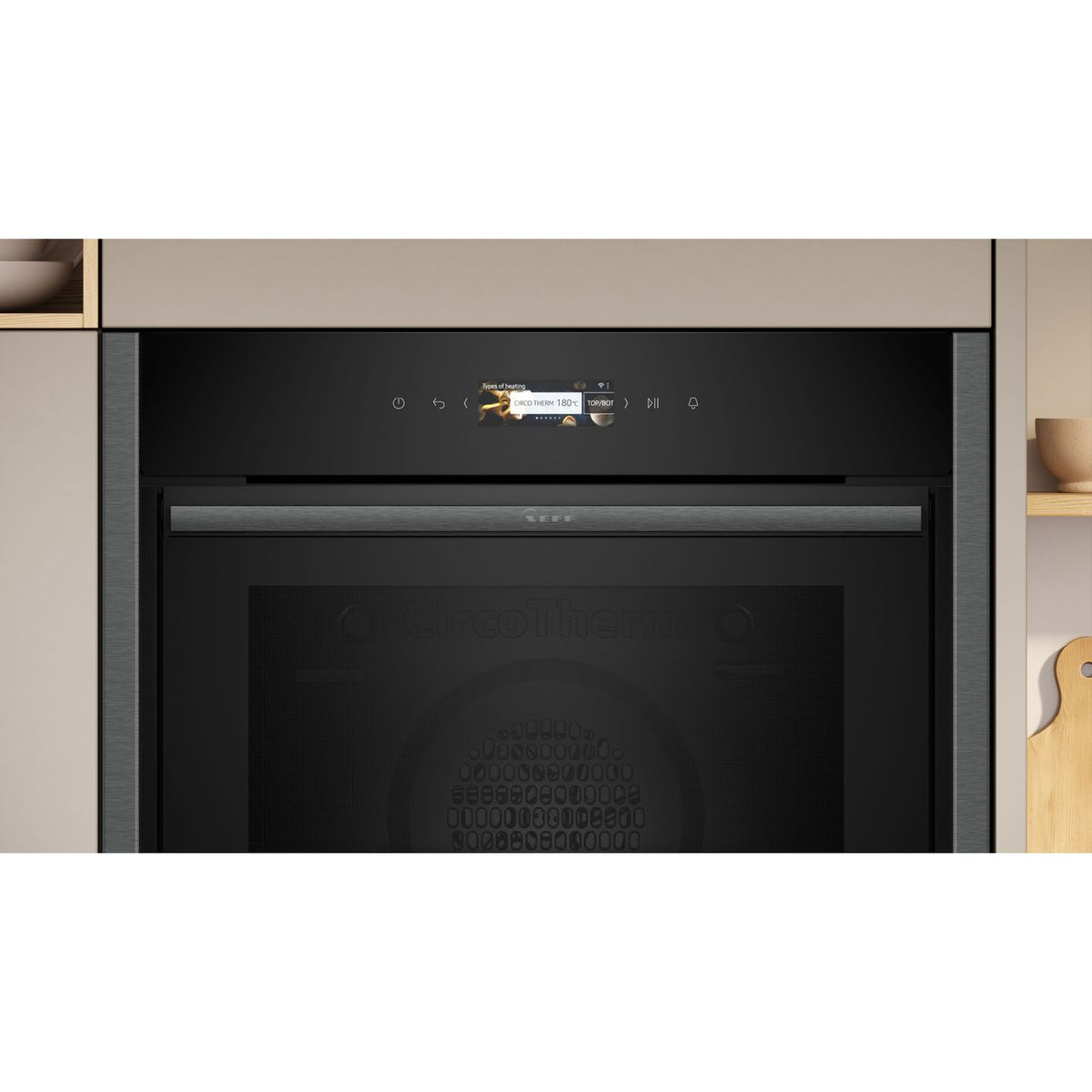 NEFF N70 Slide & Hide® Built In Electric Single Oven - Graphite - Control panel shot