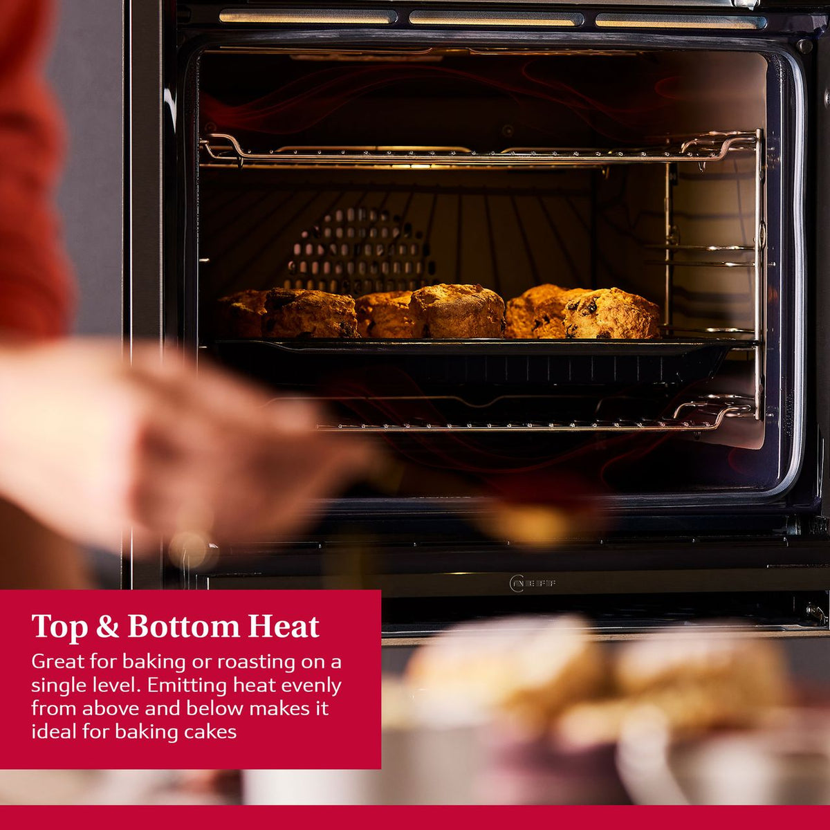 NEFF N70 Slide & Hide® Built In Electric Single Oven - Graphite - Annotation - Top and bottom shot