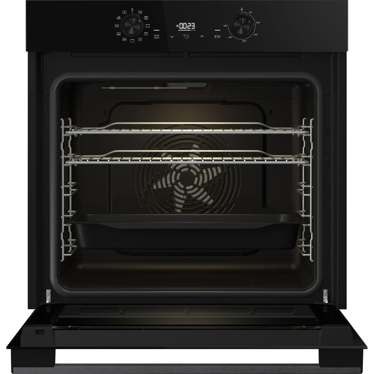 Hisense Hi2 BI622ABPGUK Built In Electric Single Oven - Jet Black - Door open