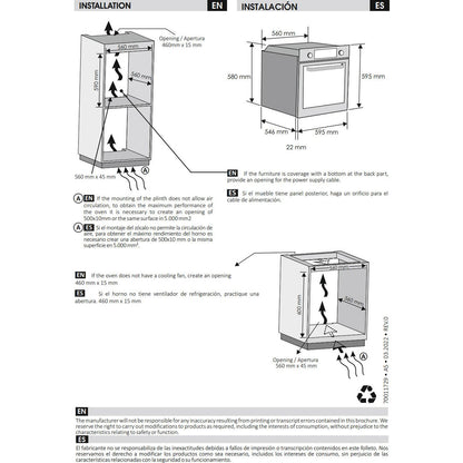 Hoover H-OVEN 300 HOC3158IN Built In Electric Single Oven - Stainless Steel  - Annotation - Dimension shot
