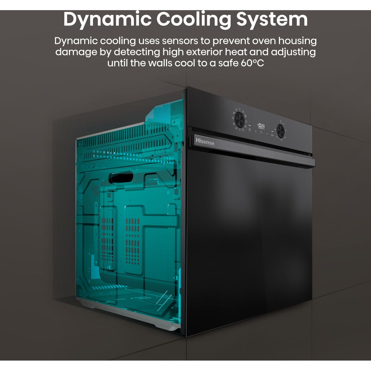 Hisense Hi2 BI622ABPGUK Built In Electric Single Oven - Jet Black - Annotation - Intuitive display push in dials