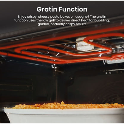 Hisense Hi2 BI622ABPGUK Built In Electric Single Oven - Jet Black - Annotation - Gratin function