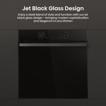 Hisense Hi2 BI622ABPGUK Built In Electric Single Oven - Jet Black - Annotation - Jet black glass design