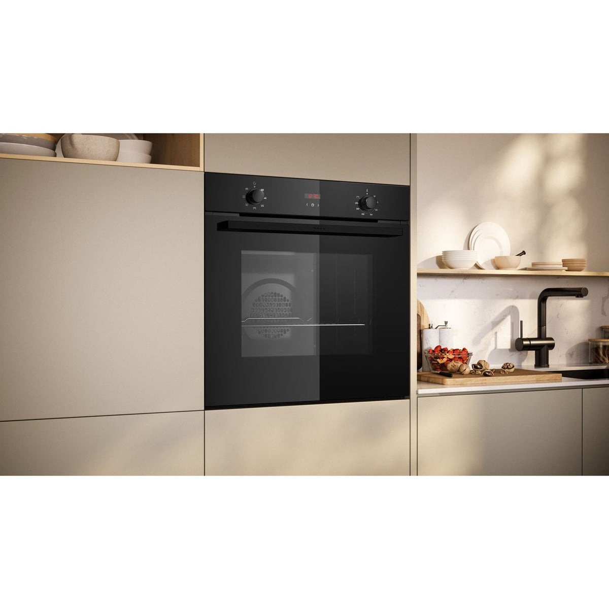 NEFF N30 Built In Electric Single Oven - Black - Oven in kitchen