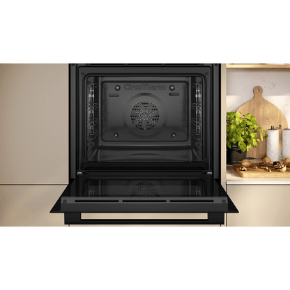 NEFF, N30, B1DCC0AK3B, Built-in Single Oven with Circo Therm®, Energy Efficiency Class A+ and LED-Display in Black - Door open