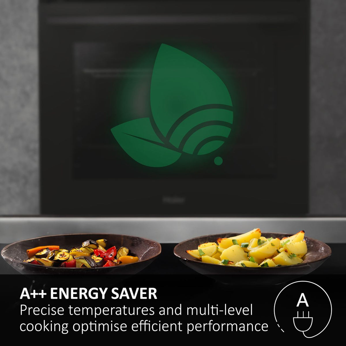 Haier ID Series 2 Built In Electric Single Oven - Black - Annotation - Save energy shot