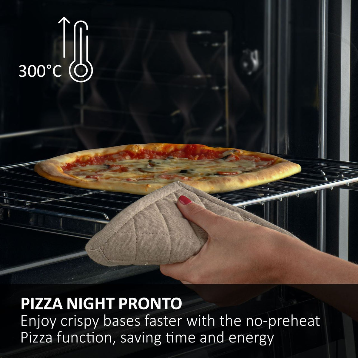 Haier ID Series 2 Built In Electric Single Oven - Black - Annotation - Pizza function shot